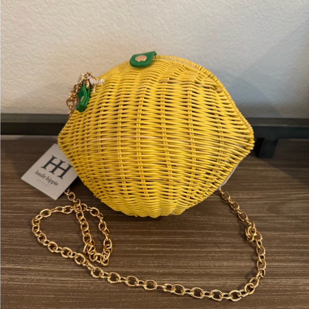 Yellow Woven Shell Bag